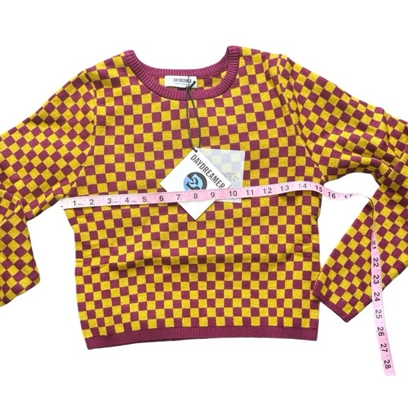 Daydreamer Fig Check Fitted Cropped Sweater - Small - Picture 8 of 12